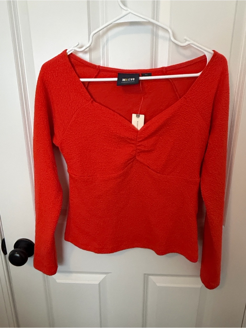 Maeve by Anthropologie Mileve Red Long-Sleeve V-Neck Top